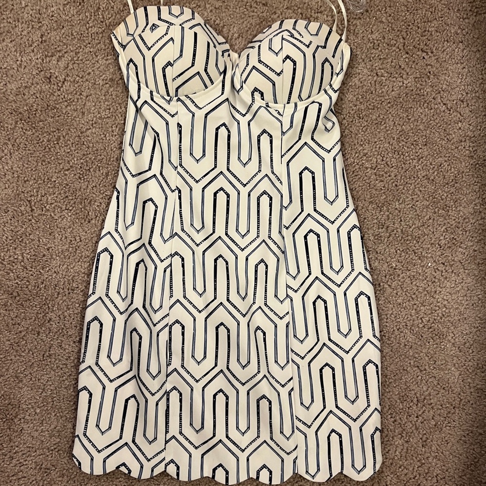 Strapless Patterned Mini Dress - image 1